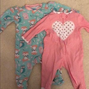 Set of two footed sleepers. Baby girl 3 months